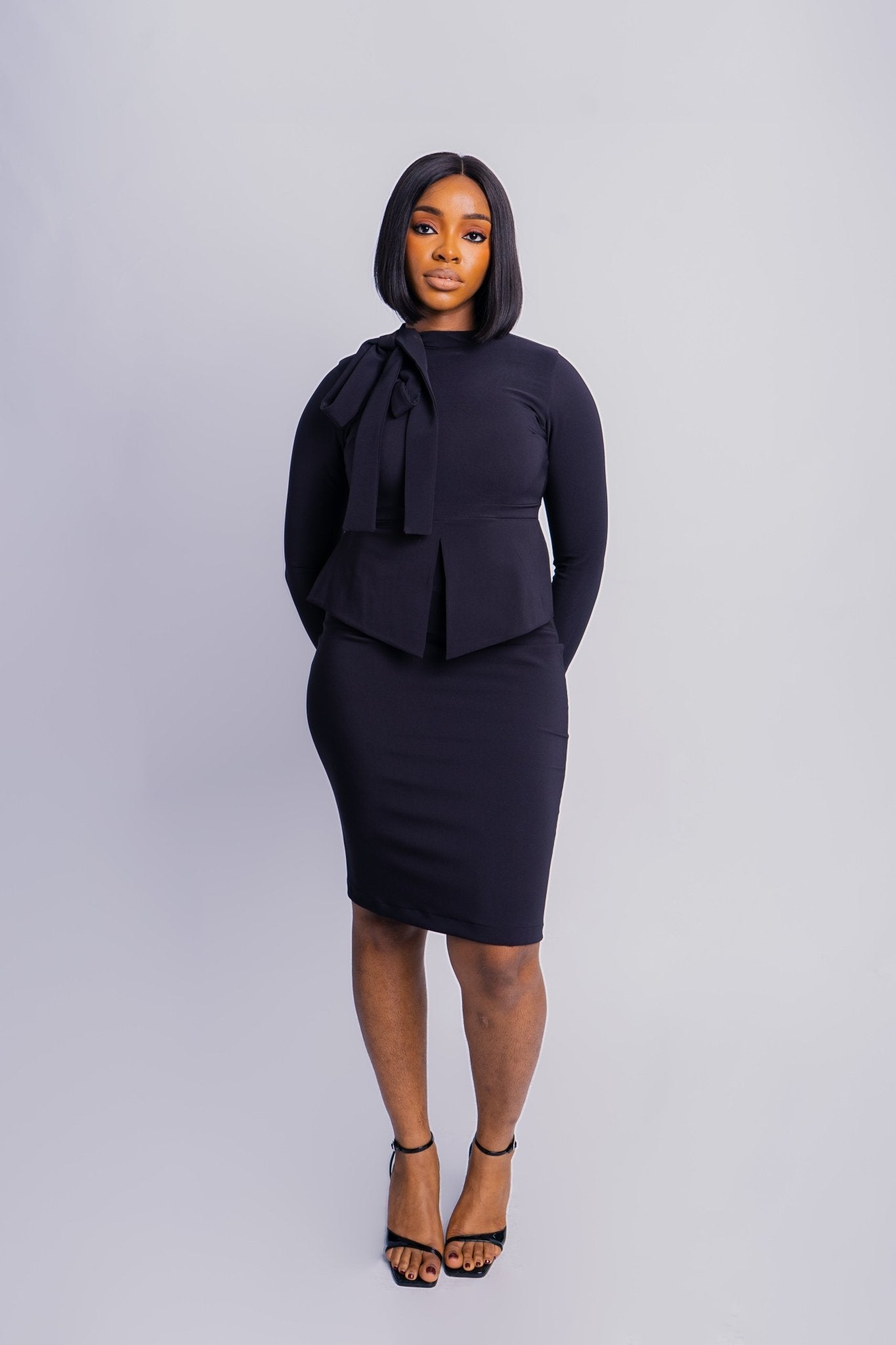 Black Double Flap Dress - FASHKLO