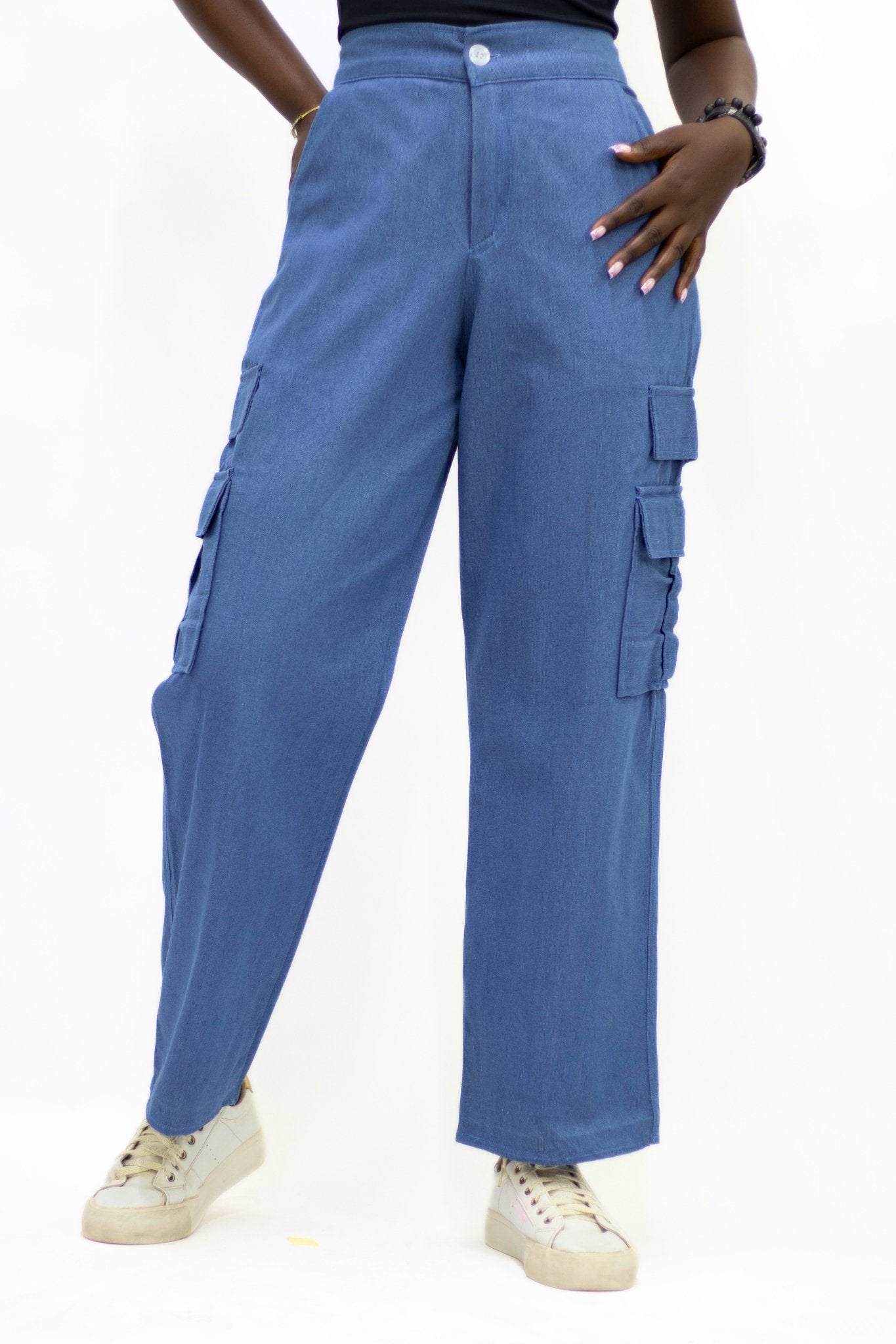 Denim Ankle Cuff Cargo pants - FASHKLO