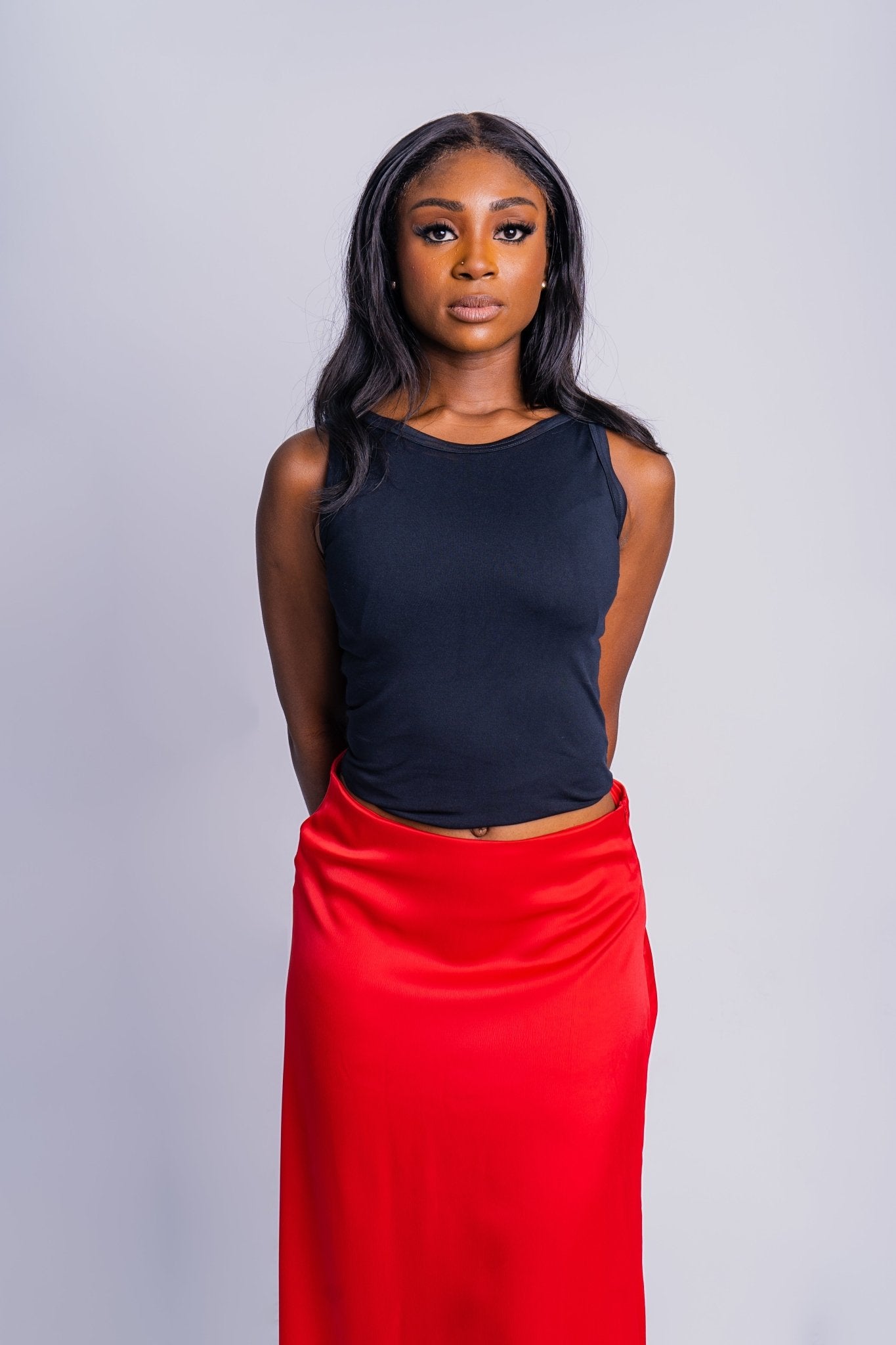 Duchess Silk Red Skirt - FASHKLO