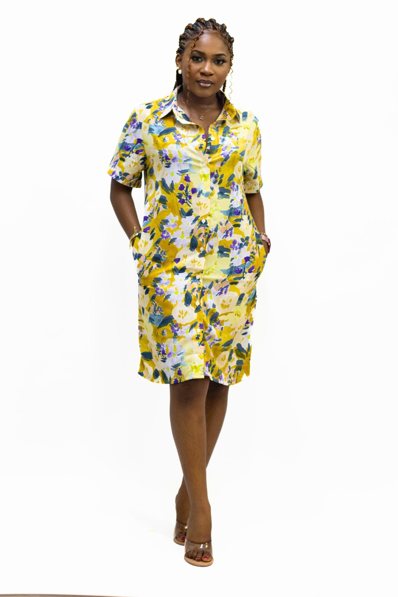 Pattern Shirt Dress - FASHKLO