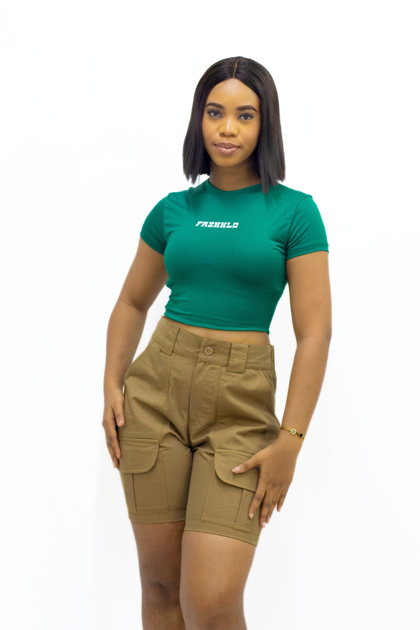 U neck Short Sleeve Crop Top - FASHKLO