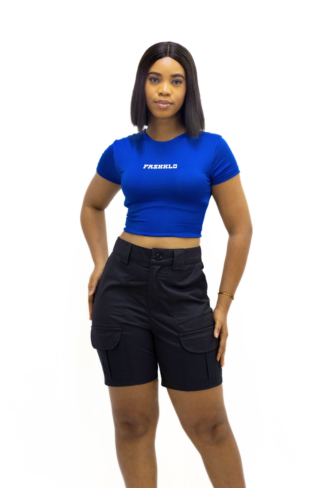 U neck Short Sleeve Crop Top - FASHKLO